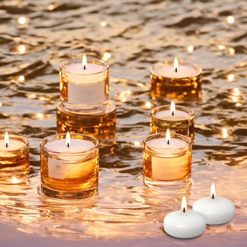 IQMLQV 20 Pieces 1.5 Inch White Floating Candles Unscented,1.5 Hour Burning Small Floating Candles Centerpieces for Special Night, Pool,Party,Christmas,Wedding,Cylinder Vases - Image 4